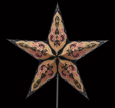 SUMITA Copper/Goldglitter - Foldable glowing star, paper poinsettia with 5 points, 60 cm
